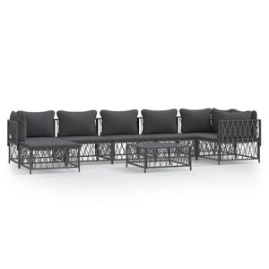 vidaXL 8 Piece Garden Lounge Set with Cushions Anthracite Steel