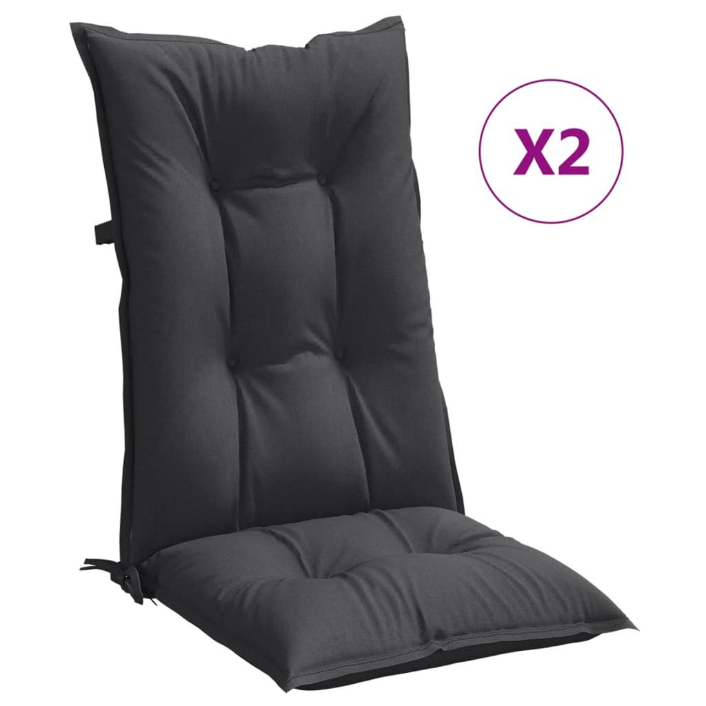 vidaXL Highback Chair Cushions 2 pcs Melange Anthracite 120x50x7 cm Fabric