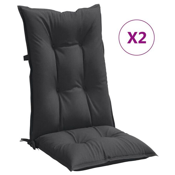 vidaXL Highback Chair Cushions 2 pcs Melange Anthracite 120x50x7 cm Fabric