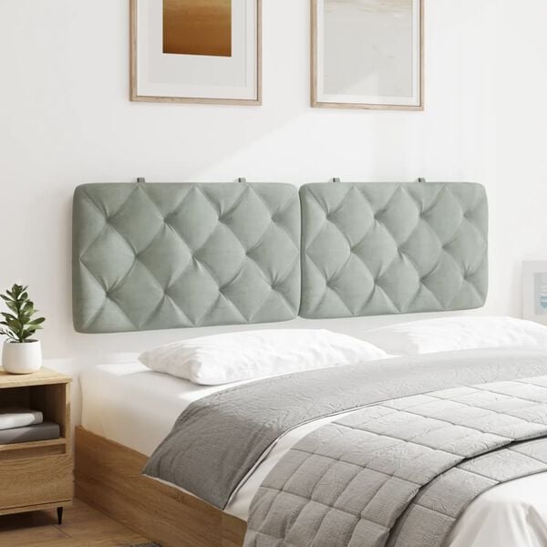 vidaXL Headboard Cushion Light Grey 152 cm Velvet