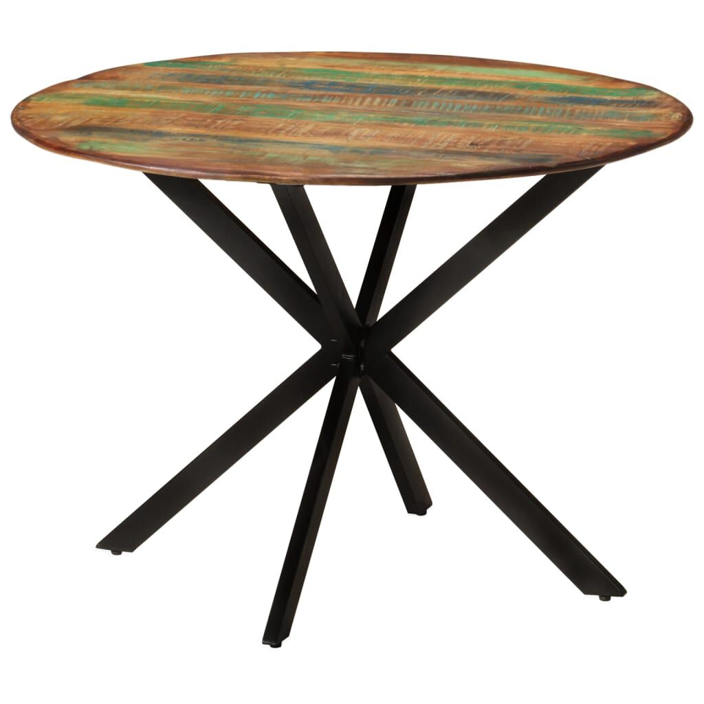 vidaXL Dining Table Ø110x78 cm Solid Wood Reclaimed and Steel