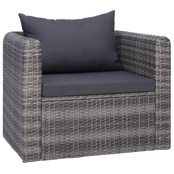 vidaXL 7 Piece Garden Lounge Set with Cushions Poly Rattan Grey