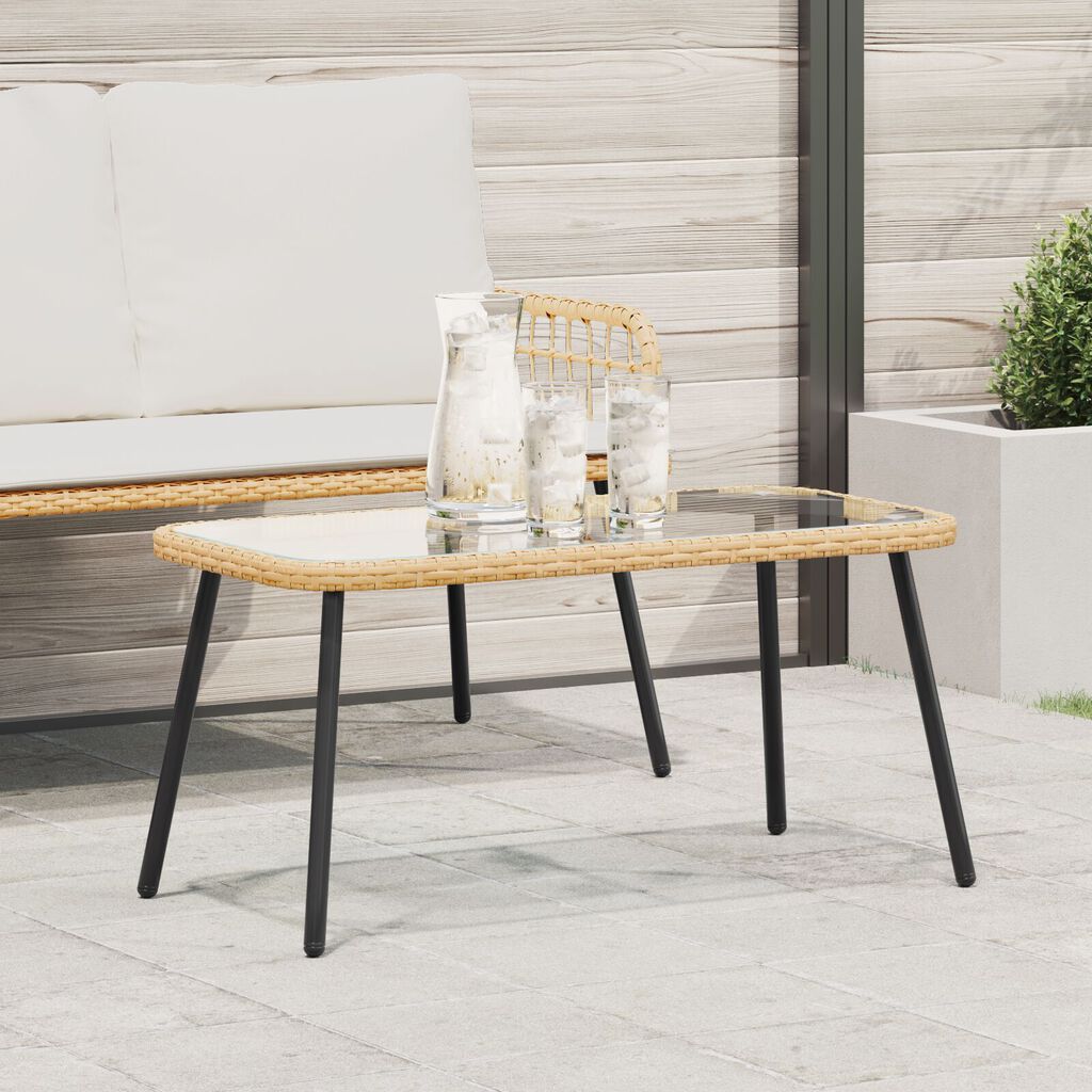 vidaXL Coffee Table Natural 90x45x42 cm Poly Rattan