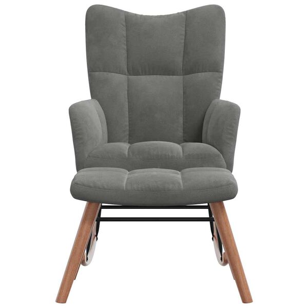 vidaXL Rocking Chair with a Stool Dark Grey Velvet
