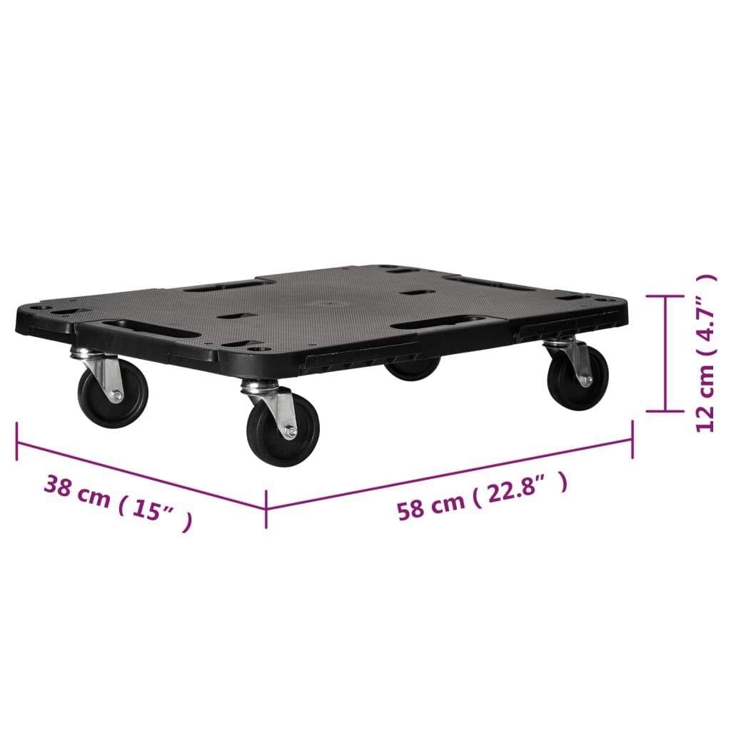 vidaXL Transport Trolley Black 58x38x12 cm PP