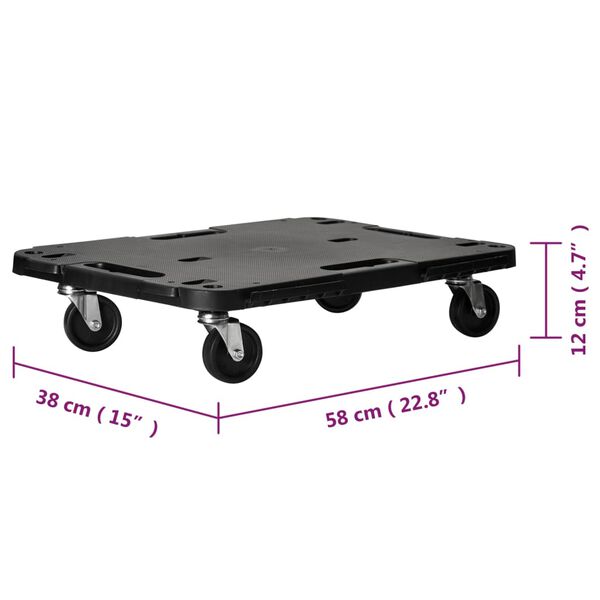 vidaXL Transport Trolley Black 58x38x12 cm PP