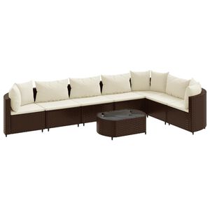 vidaXL 8 Piece Garden Sofa Set with Cushions Brown Poly Rattan