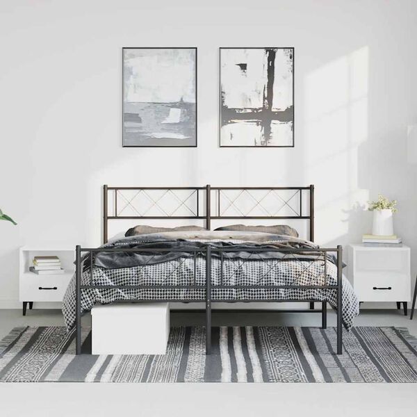 vidaXL Metal Bed Frame without Mattress with Footboard Black 150x200cm