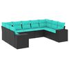 vidaXL 9 Piece Garden Sofa Set with Cushions Black Poly Rattan