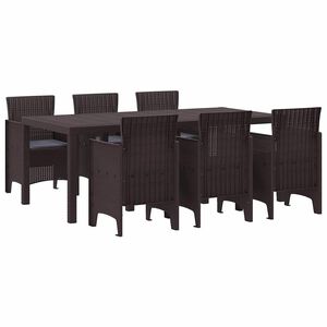 vidaXL Garden Dining Set 7 pcs Brown Polt rattan