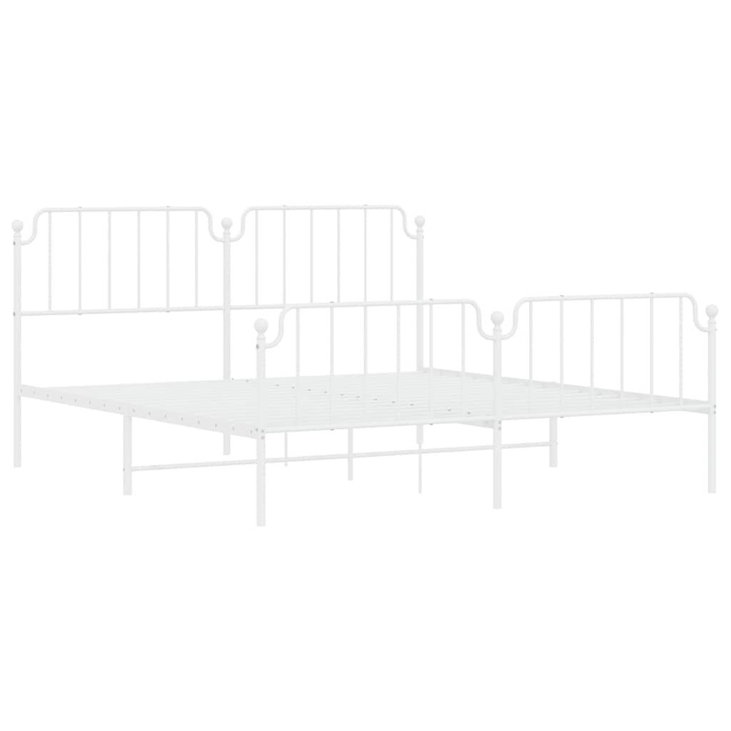 vidaXL Metal Bed Frame without Mattress with Footboard White 183x213cm