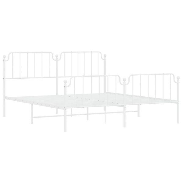 vidaXL Metal Bed Frame without Mattress with Footboard White 183x213cm