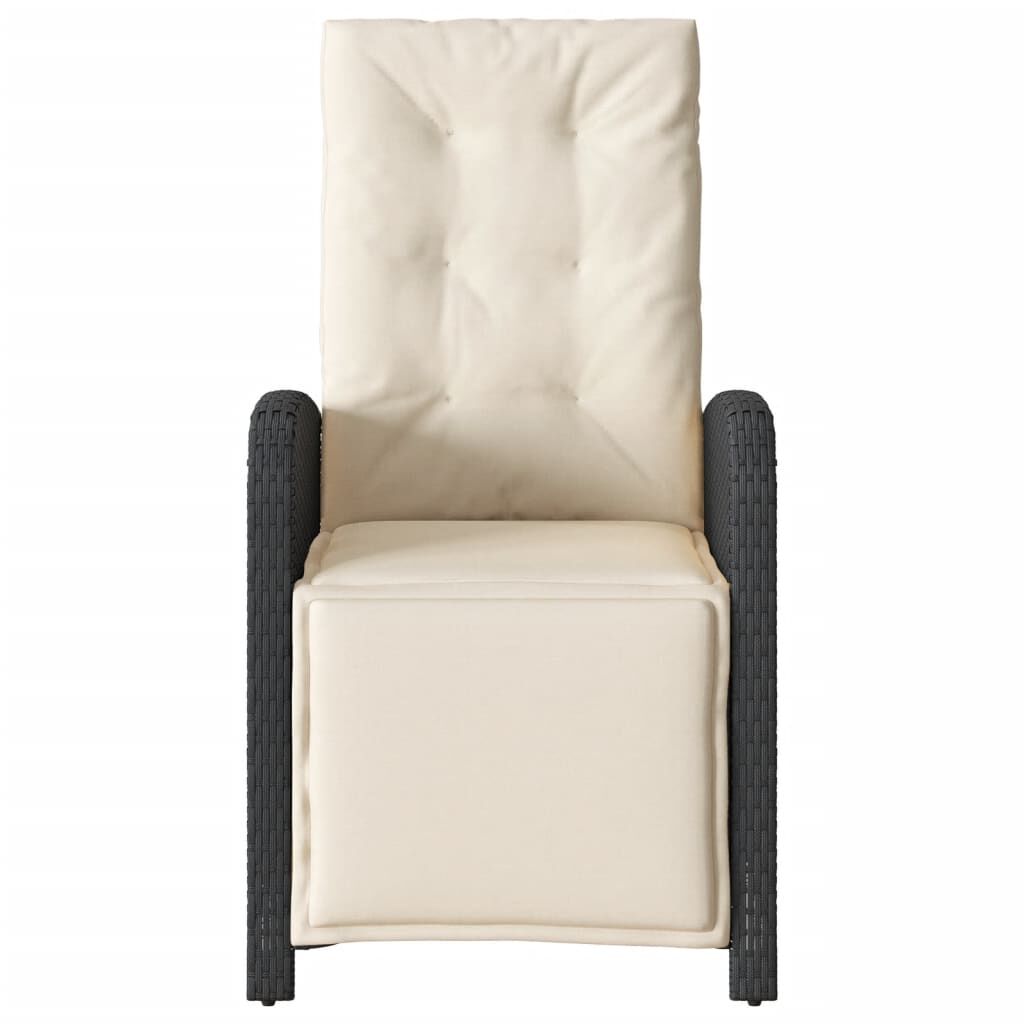 vidaXL Reclining Garden Chair with Footrest Black Poly Rattan