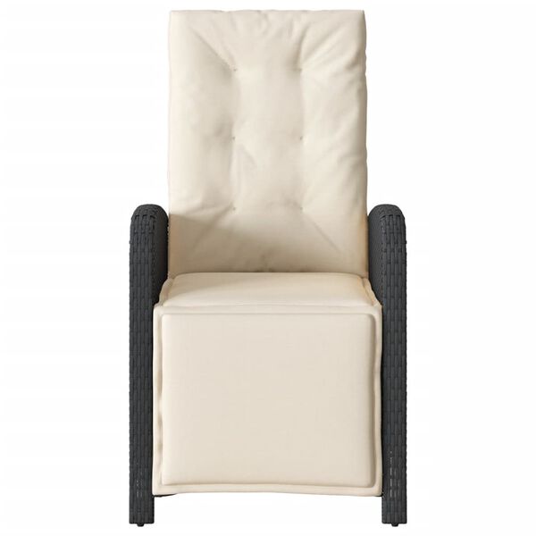 vidaXL Reclining Garden Chair with Footrest Black Poly Rattan