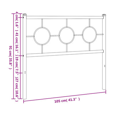 vidaXL Metal Headboard Black 100 cm