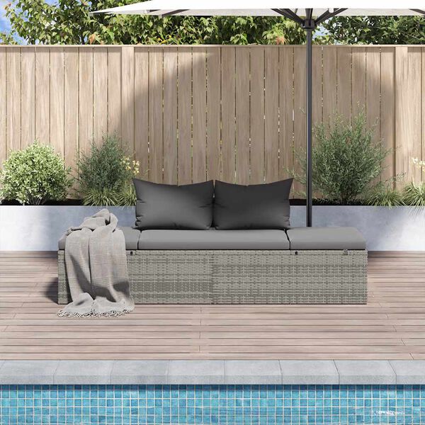 vidaXL Garden Bed Grey 195x60 cm Poly Rattan