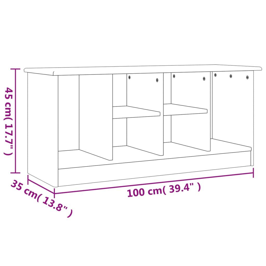 vidaXL Shoe Bench ALTA White 100x35x45 cm Solid Wood Pine