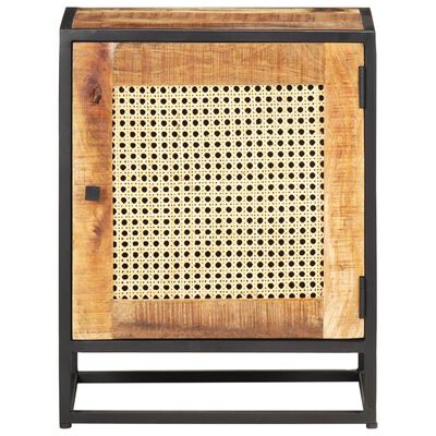 vidaXL Bedside Cabinet 40x30x50 cm Rough Mango Wood and Natural Cane