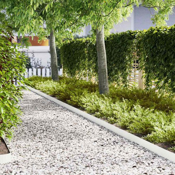 vidaXL Lawn Edgings 30 pcs White 100 x 0.5 x 15 cm Steel