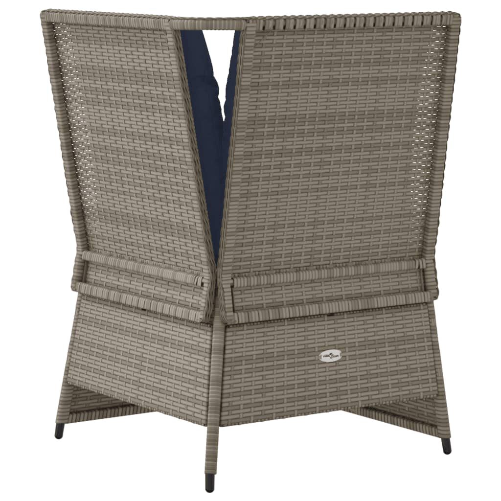 vidaXL Garden Sofa Corner with Cushions Grey Poly Rattan
