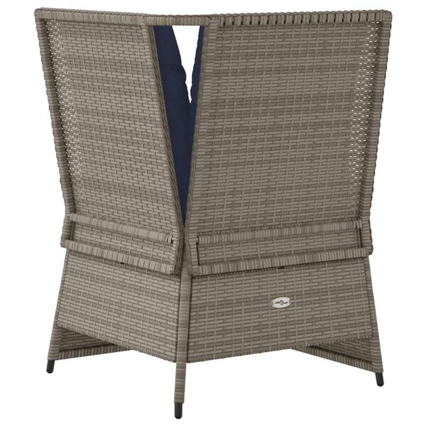vidaXL Garden Sofa Corner with Cushions Grey Poly Rattan