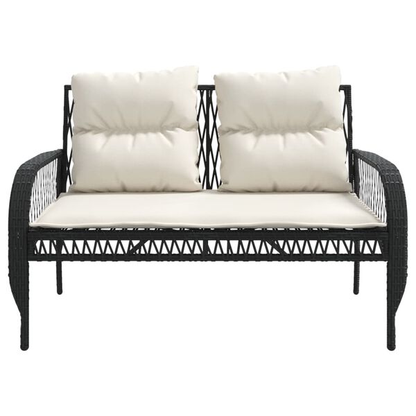 vidaXL 4 Piece Garden Sofa Set with Cushions Black Poly Rattan