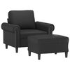 vidaXL Sofa Chair with Footstool Black 60 cm Faux Leather
