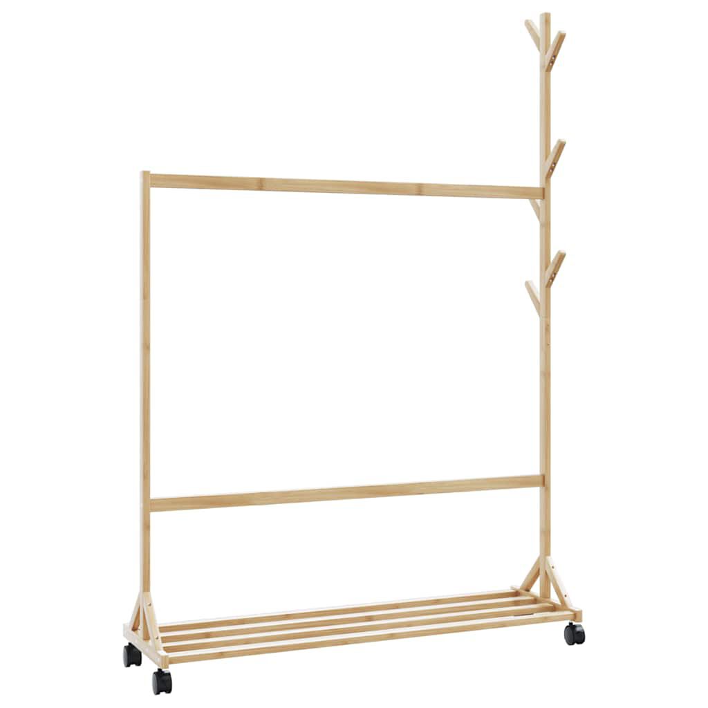 vidaXL Clothes Rack with Hooks and Wheels 100x35x157 cm Bamboo
