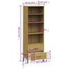 vidaXL Bookcase with 2 Drawers Brown 60x35x180 cm Solid Wood OSLO