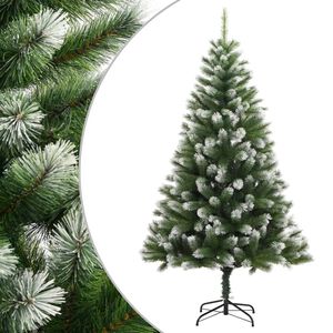vidaXL Artificial Hinged Christmas Tree with Flocked Snow 180 cm