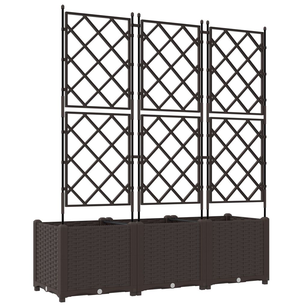 vidaXL Garden Planter with Trellis 3 pcs Brown 120x40x143 cm