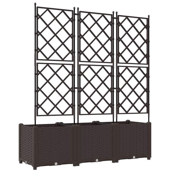 vidaXL Garden Planter with Trellis 3 pcs Brown 120x40x143 cm