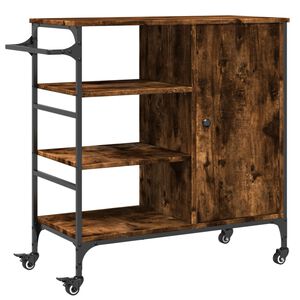 vidaXL Kitchen Trolley Smoked Oak 87.5x38.5x84.5 cm Engineered Wood