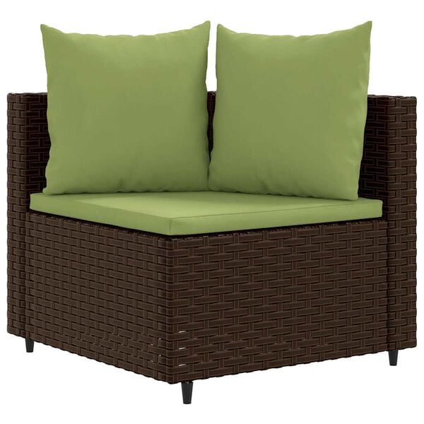 vidaXL 3 Piece Garden Sofa Set with Cushions Brown Poly Rattan