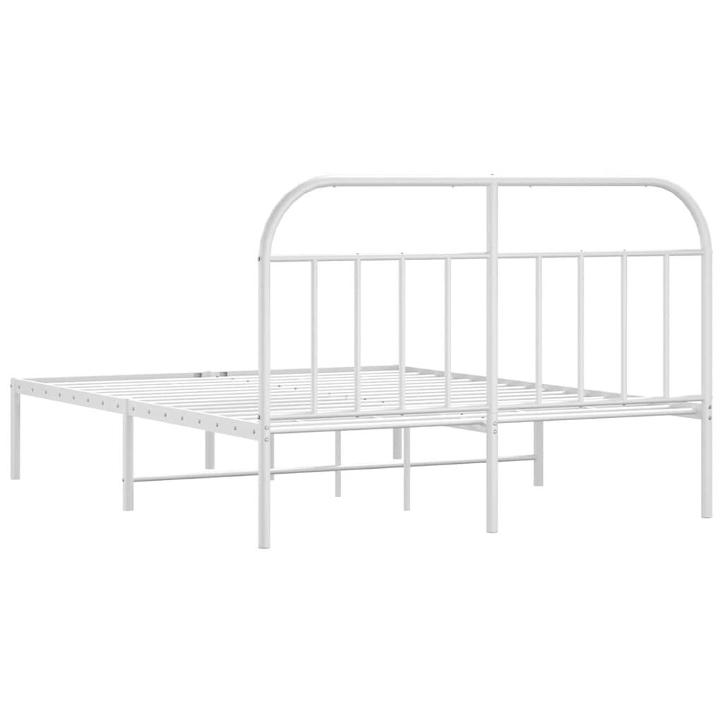 vidaXL Metal Bed Frame without Mattress with Headboard White 150x200cm