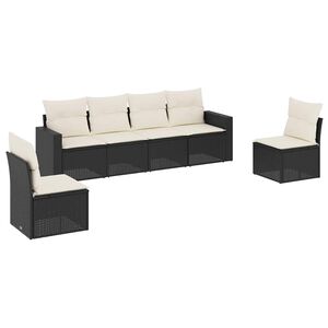 vidaXL 6 Piece Garden Sofa Set with Cushions Black Poly Rattan