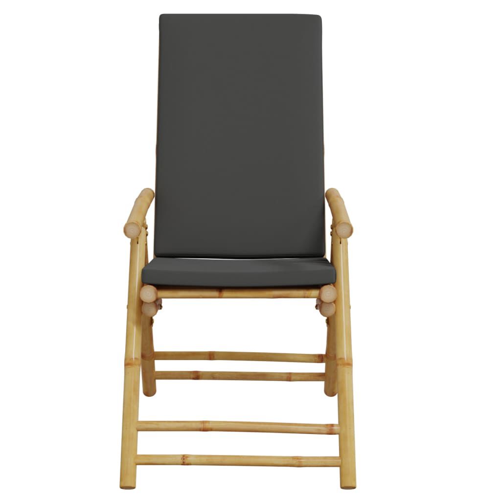 vidaXL Folding Garden Reclining Chairs 2 pcs with Cushions Bamboo