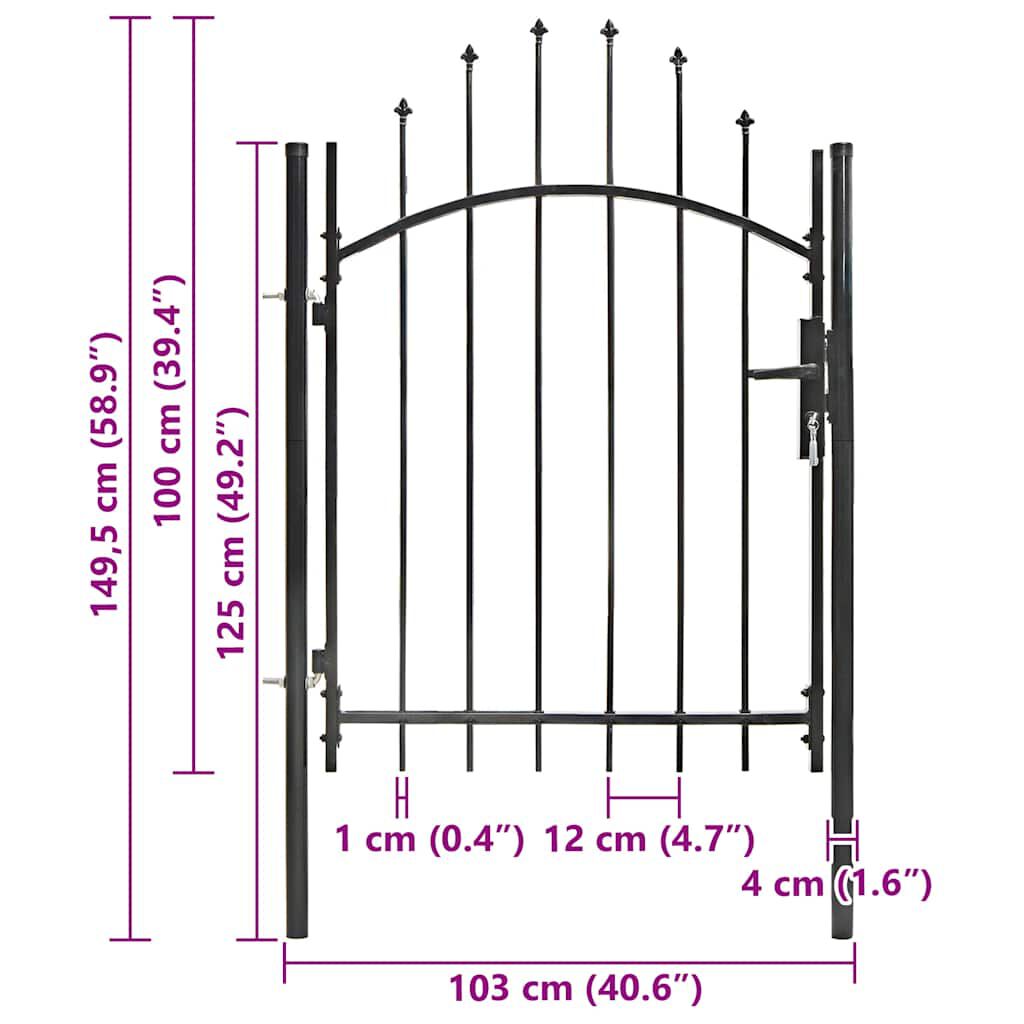vidaXL Garden Gate Steel 1x1.5 m Black