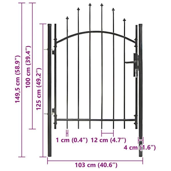 vidaXL Garden Gate Steel 1x1.5 m Black