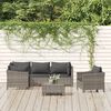 vidaXL 6 Piece Garden Lounge Set with Cushions Grey Poly Rattan