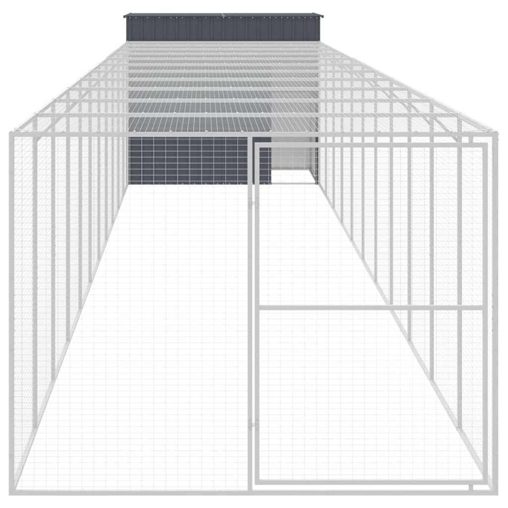 vidaXL Dog House with Run Anthracite 214x1273x181 cm Galvanised Steel