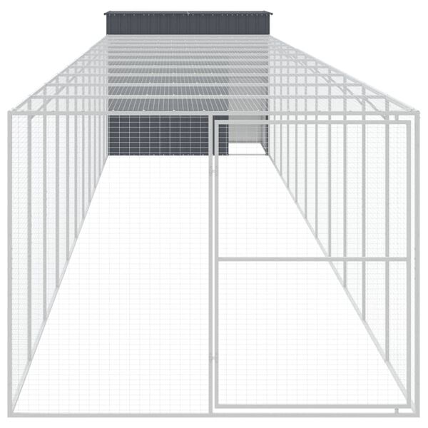 vidaXL Dog House with Run Anthracite 214x1273x181 cm Galvanised Steel