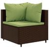 vidaXL 5 Piece Garden Lounge Set with Cushions Brown Poly Rattan