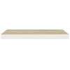 vidaXL Floating Wall Shelf Oak and White 60x23.5x3.8 cm MDF