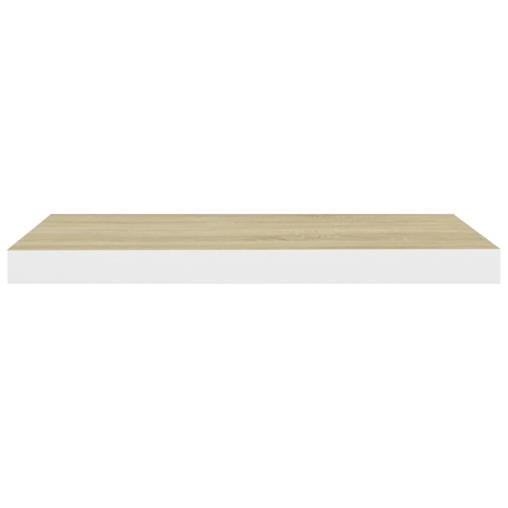 vidaXL Floating Wall Shelf Oak and White 60x23.5x3.8 cm MDF