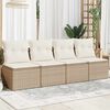 vidaXL Garden Sofa with Cushions 4-Seater Beige Poly Rattan