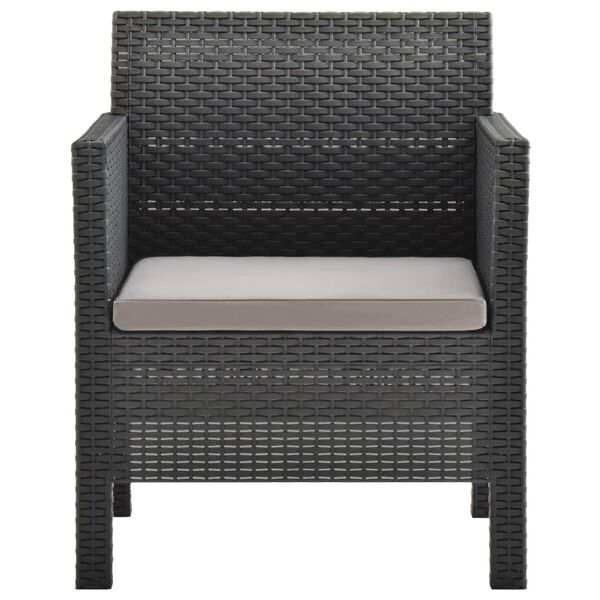 vidaXL 2 Piece Garden Lounge Set with Cushion Rattan Anthracite