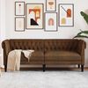 vidaXL Chesterfield Sofa 3-Seater Brown Fabric