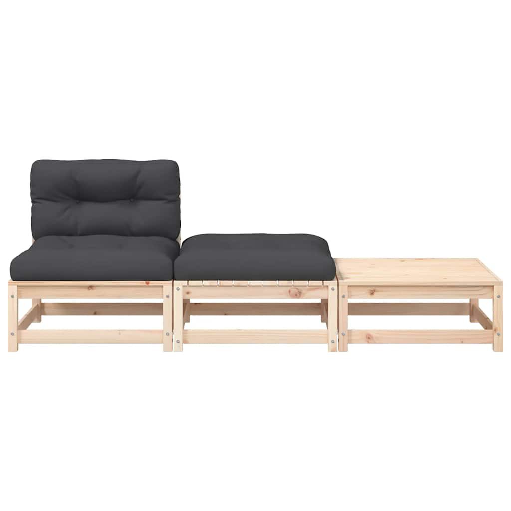 vidaXL Garden Sofa Armless with Cushions and Footstools
