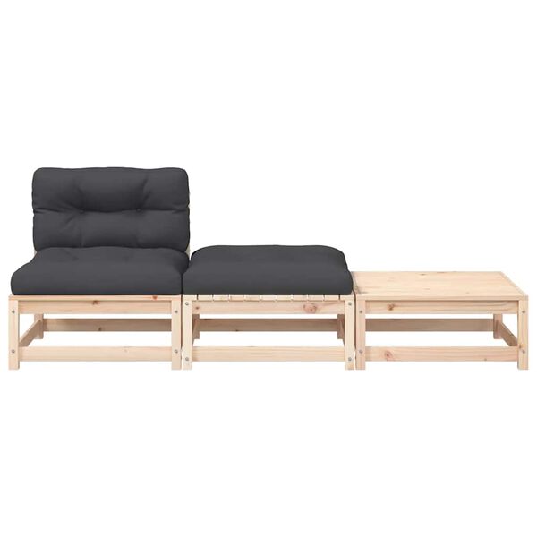 vidaXL Garden Sofa Armless with Cushions and Footstools